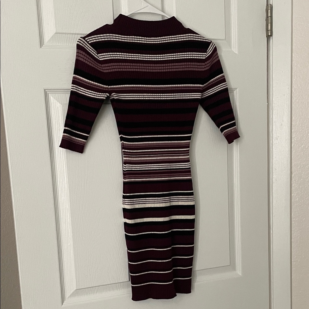 Striped Knit Dress - Black, White, Red